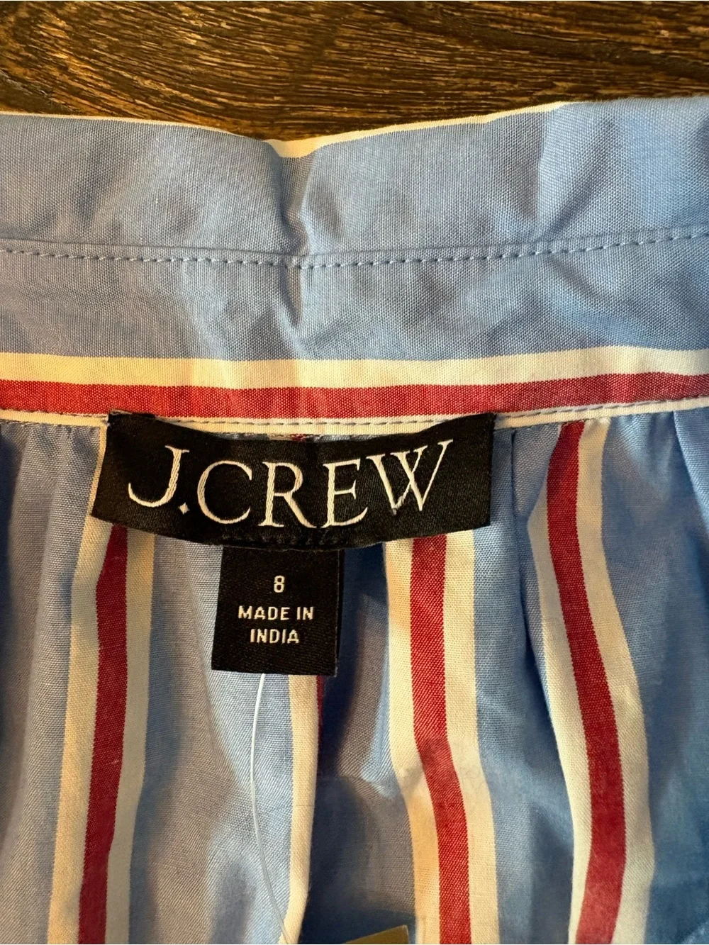 J.Crew Sleeveless Shirtdress Womens 8 Blue Red Striped NWT CW436 Drawstring